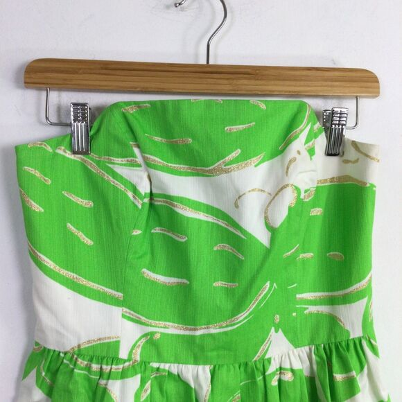 Lilly Pulitzer Womens Dress Lottie Stinger Strapless Mini Green White Size 4 - Picture 7 of 16